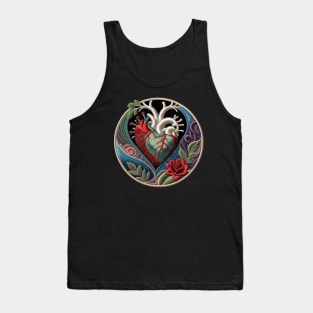 Black Hole Heart Embroidered Patch Tank Top